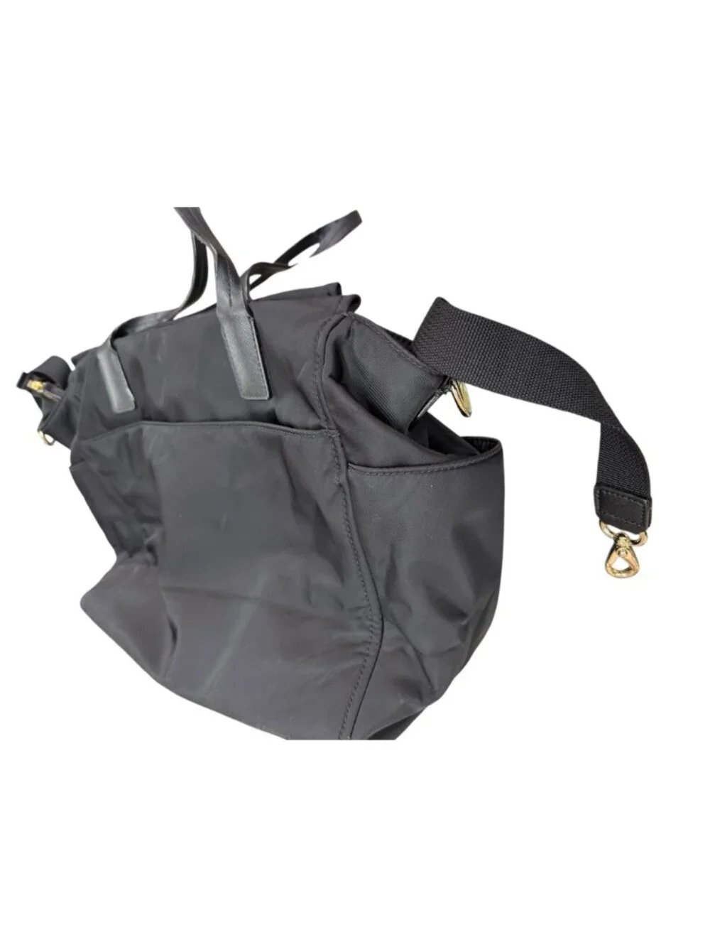 Kate Spade Black Nylon Diaper Bag With Leather Straps & Multiple Pockets